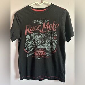 Arizona Jeans Black Short Sleeve T-Shirt Race Moto Youth XL 14-16